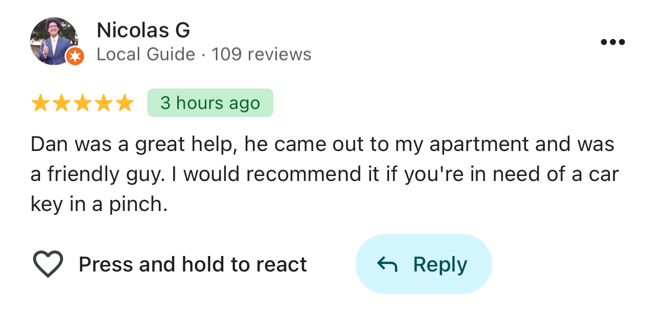 Customer review from Nicolas G