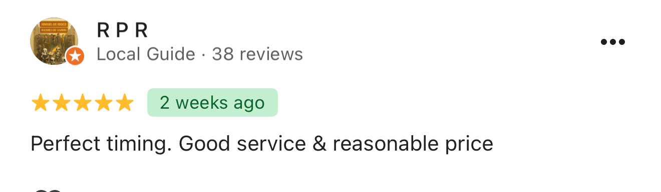 Customer review from R P R